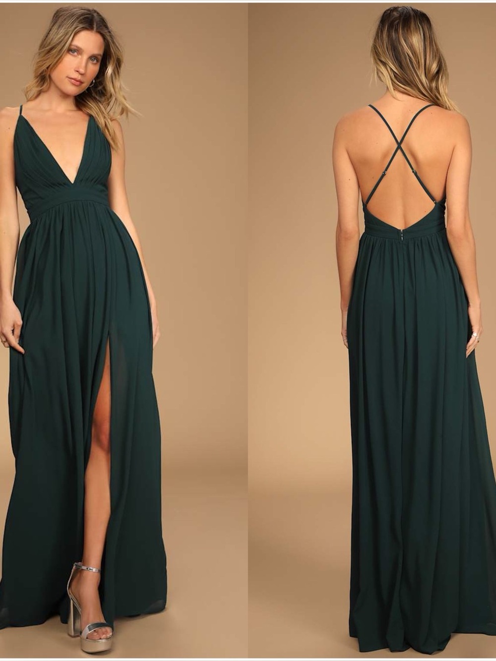 LULU'S Ballroom Bliss Emerald
Green Pleated Maxi Dress